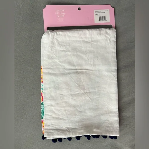 NWT Simply Southern Sweet Pineapple Embroidered Kitchen Tea Towel Pink Yellow - Picture 2 of 9